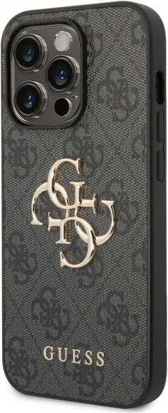 GUESS 4G METAL Kryt pre Apple iPhone 15 Pro Max šedý