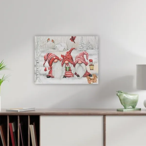 Nástenná maľba Zimní trpaslíci, LED, 30 x 40 cm