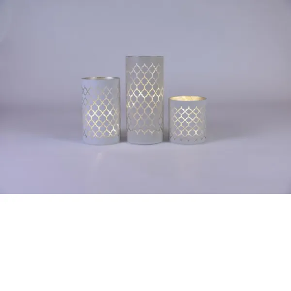 Sada dekoratívnych svietidiel, biele sklo micro LED