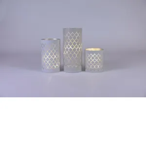 Sada dekoratívnych svietidiel, biele sklo micro LED