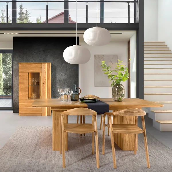 Szynaka Vitrína London 15 98 cm z masívu s LED osvetlením dub prírodný