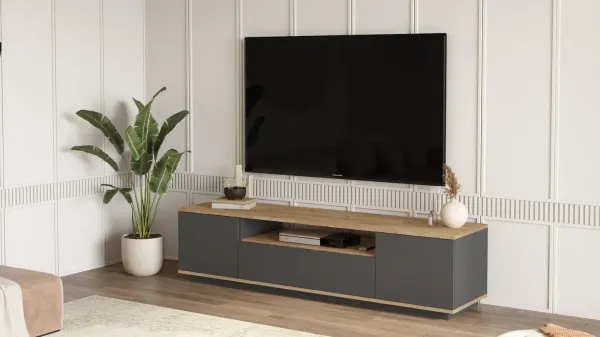 Televízny stolík Houseland Luka borovica Atlantic/antracitovo sivý