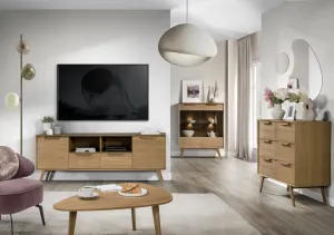 Szynaka Vitrína Leo 16 II 105 cm s LED osvetlením dub rustikálny karamelový