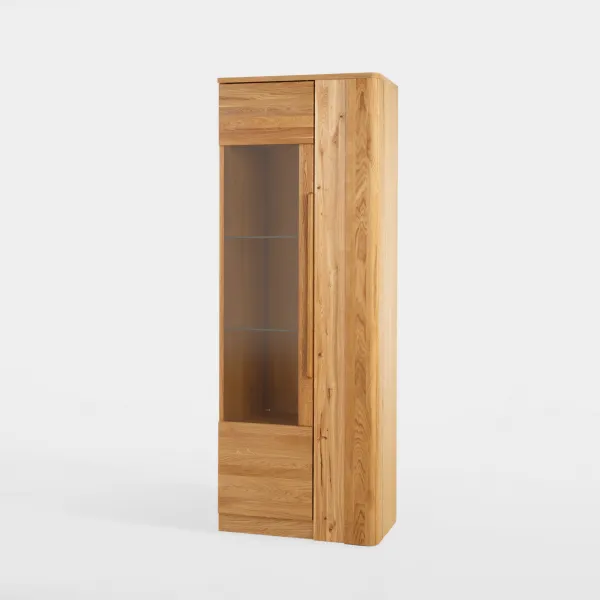 Szynaka Vitrína London 10 72 cm z masívu s LED osvetlením dub prírodný
