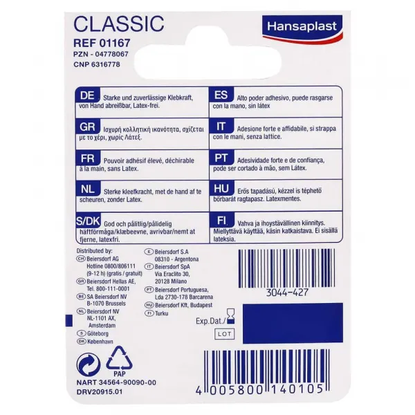 Hansaplast Classic fixačná náplasť 5m x 1,25cm