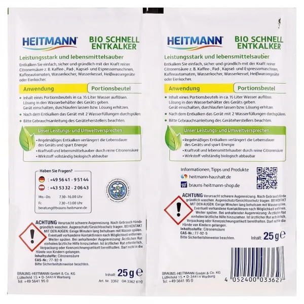 Heitmann práškový rýchloodvápňovač kyselina citrónová 2 x 25 g