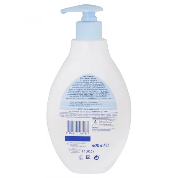 Penaten Baby detský šampón a pena do kúpeľa Ultra sensitiv 400 ml