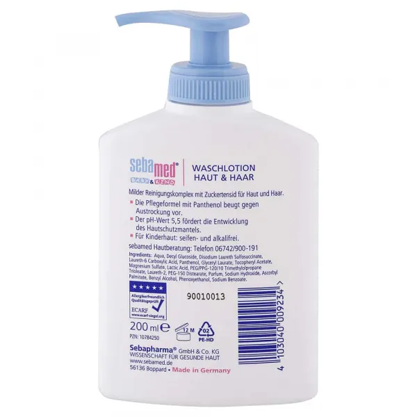 Sebamed Baby & Kind umývacie mlieko na telo a vlasy s Panthenolom 200 ml