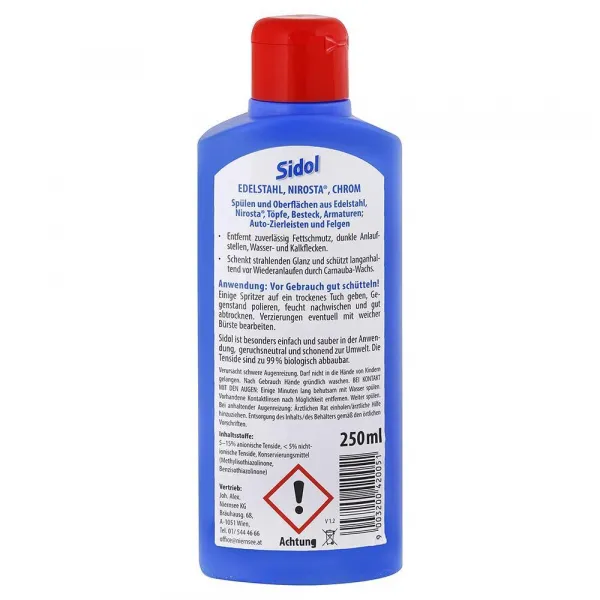 Sidol prostriedok na čistenie ocele a chrómu 250 ml