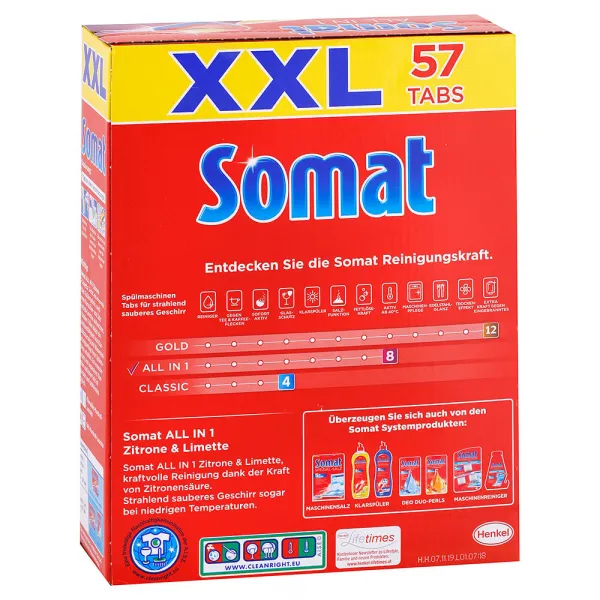 Somat All in 1 tablety do umývačky riadu Citrón a limetka 57 ks