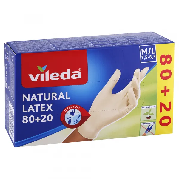 Vileda latexové rukavice Multi M/L 100 ks