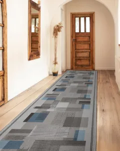 Protišmykový behúň LISTRA geometrický, sivý