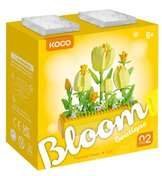 Stavebnica mini KOCO Tulipány plast 295ks v krabičke 11x12x5cm