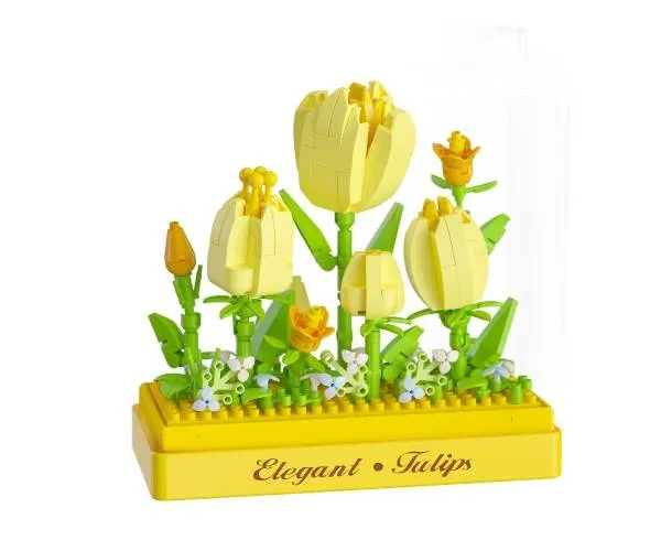 Stavebnica mini KOCO Tulipány plast 295ks v krabičke 11x12x5cm