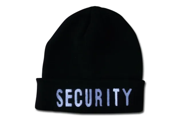 Čiapka pletená Mil-Tec s nápisom SECURITY - čierna
