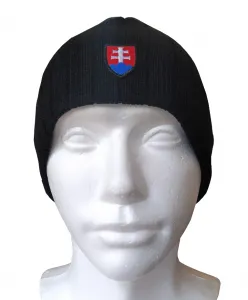 Čiapka pletená so slovenským znakom - čierna