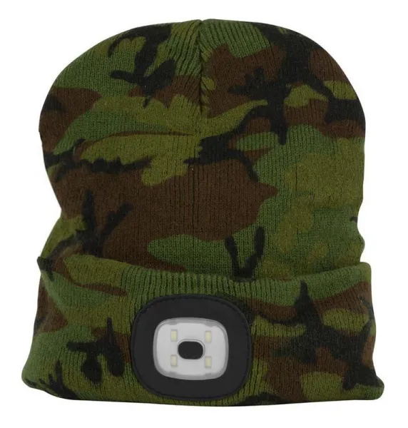 Čiapka s LED svietidlom camo