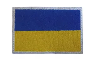Nášivka UKRAJINA so suchým zipsom 7,6x5,2cm - biely okraj