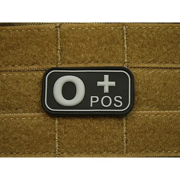 Patch označenie krvnej skupiny, 0+ POS - čierny