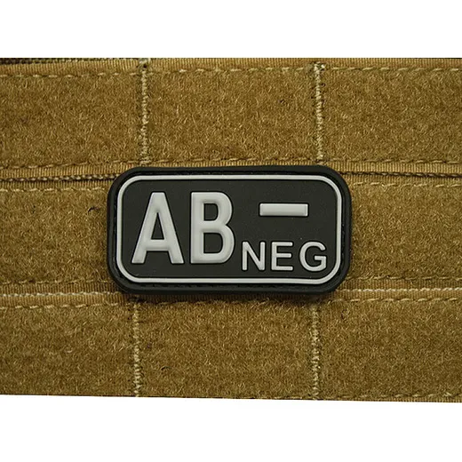 Patch označenie krvnej skupiny, AB- NEG - čierny