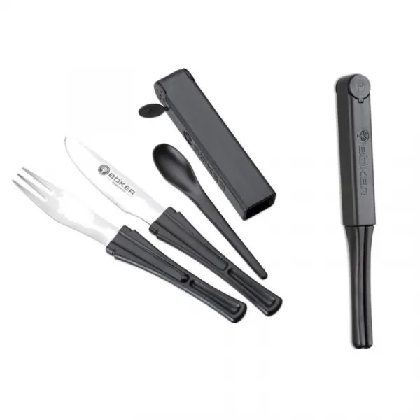 Príbor BÖKER Snac Pac Cutlery Set - čierny