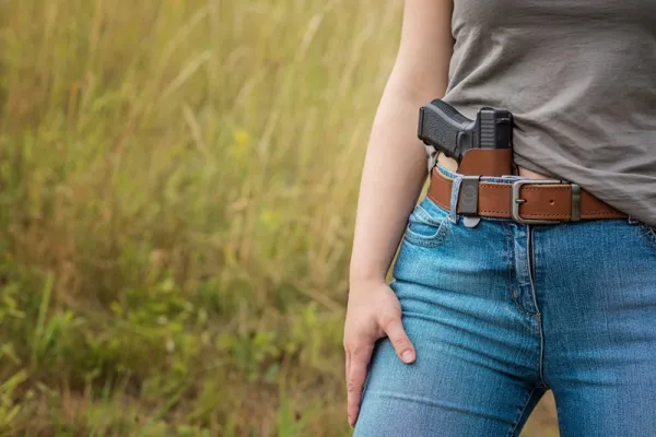 Puzdro opaskové kožené FALCO Multifit IWB/OWB AM02-2215 pravé - hnedé