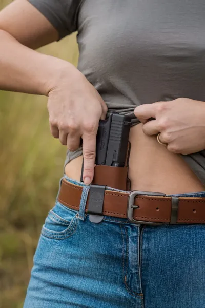Puzdro opaskové kožené FALCO Multifit IWB/OWB AM02-2215 pravé - hnedé