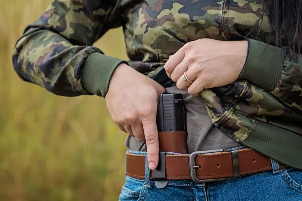 Puzdro opaskové kožené FALCO Multifit IWB/OWB AM02-2215 pravé - hnedé