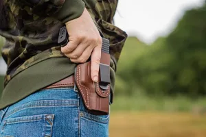 Puzdro opaskové kožené FALCO Multifit IWB/OWB AM02-2215 pravé - hnedé