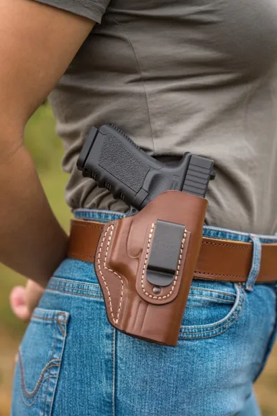 Puzdro opaskové kožené FALCO Multifit IWB/OWB AM02-2215 pravé - hnedé