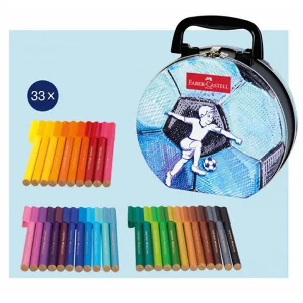 Faber-Castell popisovače s klipom Futbalový kufrík 33 ks
