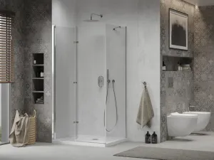 MEXEN/S - Sprchovací kút zalamovací Lima 110x90, sklo číre, chróm + vanička 856-110-090-00-00-4010