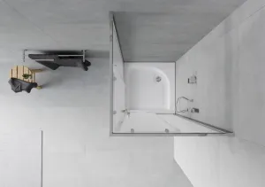 MEXEN/S - Rio štvorcový sprchovací kút 70 x 70, dekor/mráz, chróm + vanička Rio, 860-070-070-01-30-4510