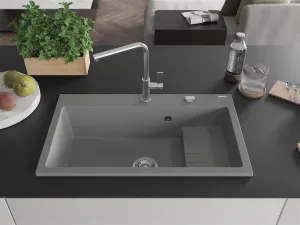 MEXEN MEXEN - Omar granitový drez 800 x 480 mm, sivá, sifón chróm 6520801005-71