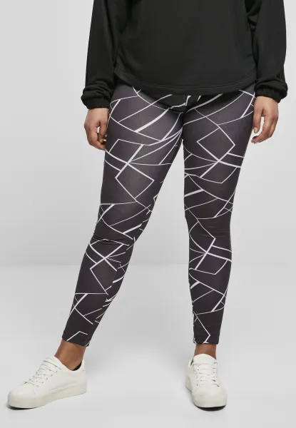 Women's AOP Geometric Black Leggings