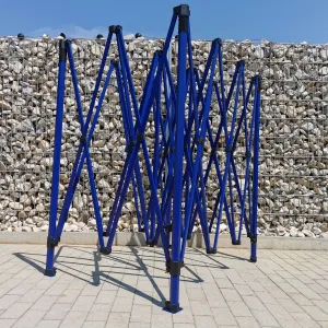 BRIMO Výstavný stan 3x4,5 m (45 mm oceľ) | Rýchla montáž, dlhá životnosť - bez 3 stien - Modrá 30