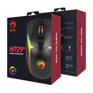 Marvo Myš M729W, 4800DPI, 2.4 [GHz], optika, 7tl., bezdrátová, černá, 1 ks vestavěná baterie, herní, podsvícená