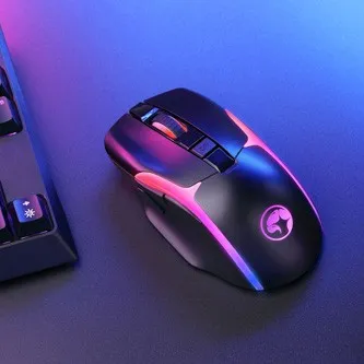 Marvo Myš M729W, 4800DPI, 2.4 [GHz], optika, 7tl., bezdrátová, černá, 1 ks vestavěná baterie, herní, podsvícená
