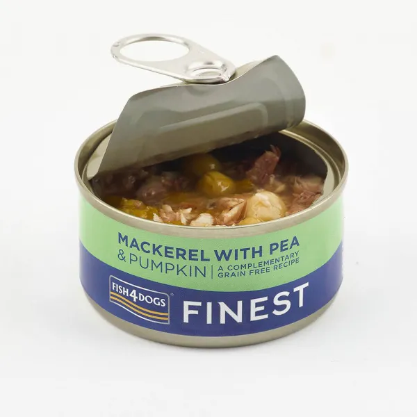 FISH4DOGS Konzerva pre psov Finest s makrelou, tekvicou a hráškom 85g