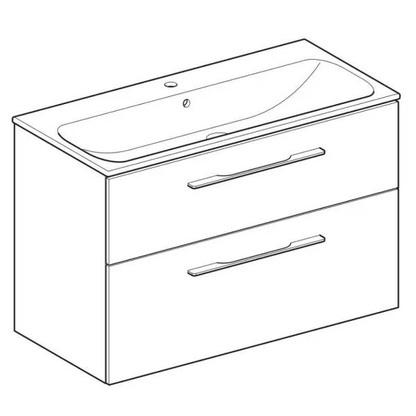 Geberit Selnova Square - Umývadlová skrinka 635x988x480 mm, s umývadlom, 2 zásuvky, lesklá biela 501.244.00.1