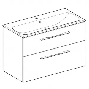 Geberit Selnova Square - Umývadlová skrinka 635x988x480 mm, s umývadlom, 2 zásuvky, lesklá biela 501.244.00.1