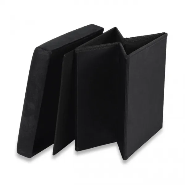 Skladací puf M - 30x30x30cm zamatová čierna 9999