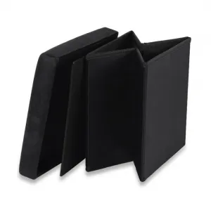 Skladací puf M - 30x30x30cm zamatová čierna 9999