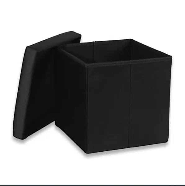 Skladací puf M - 30x30x30cm zamatová čierna 9999