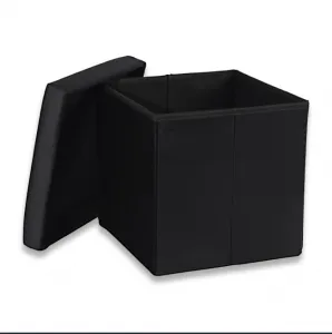 Skladací puf M - 30x30x30cm zamatová čierna 9999