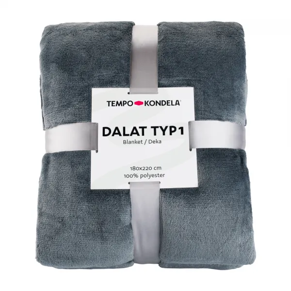 TEMPO-KONDELA DALAT TYP 1, plyšová deka, tmavosivá, 120x150 cm