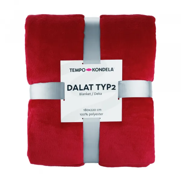 TEMPO-KONDELA DALAT TYP 2, plyšová deka, červená, 180x220 cm