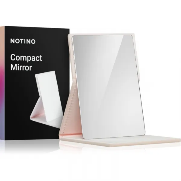 Notino Mirrors Compact Mirror kozmetické zrkadielko Leatherette Beige 1 ks