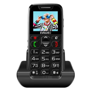 EVOLVEO EasyPhone, mobilní telefon pro seniory s nabíjecím stojánkem, černá