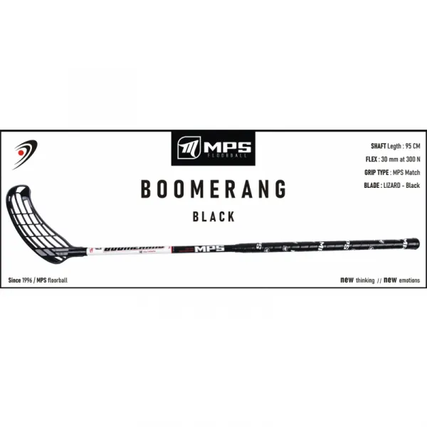 Florbalová hokejka MPS BOOMERANG Black White R